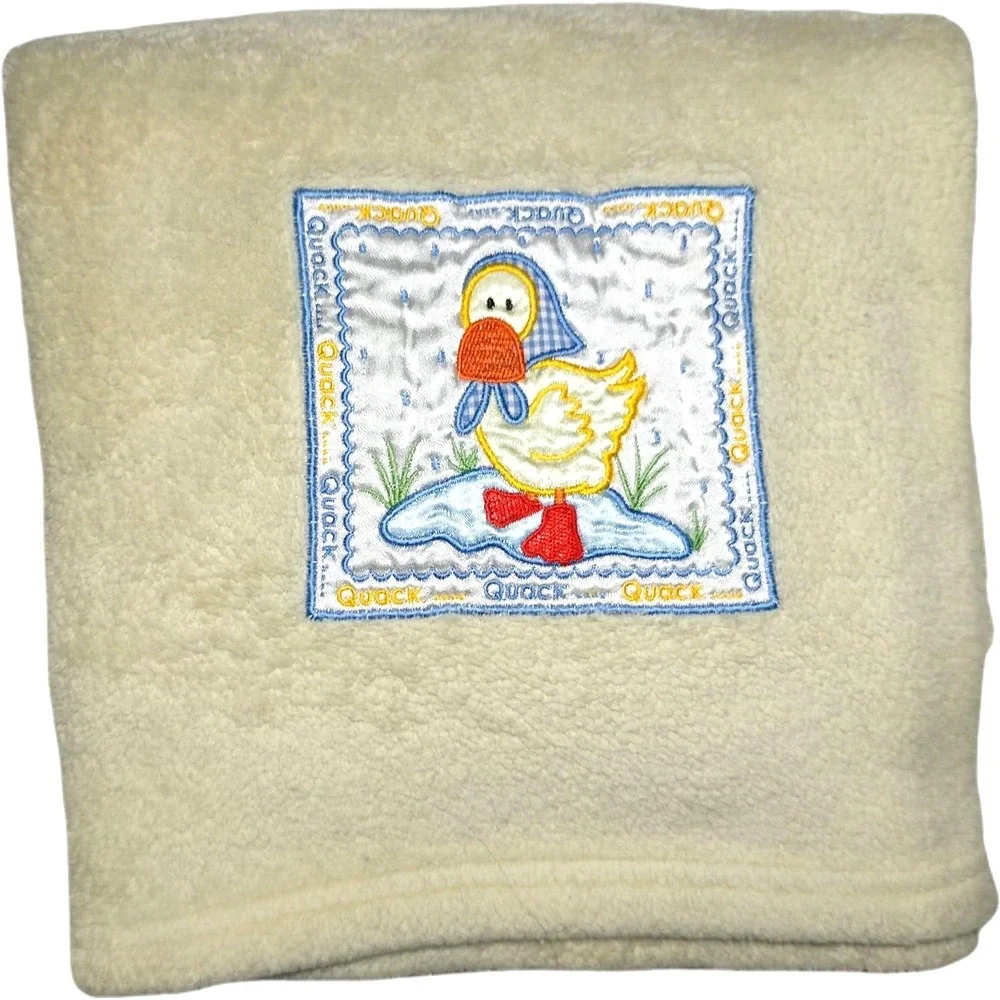 Runt 1478 Green Quack Duck In Rain Baby Blanket Fleece Unisex Satin Patch htf‎